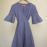 Calvin Klein  Midi 100% Cotton Blue & White Striped Classy Wrap Dress‎ Photo 0