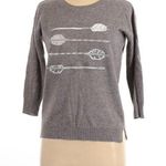 ⭐️ J. Crew Grey Feather Novelty Print Wool & Rabbit Hair Blend Sweater Top XS Gray Photo 0