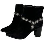 Schutz Teia Embellished Harness Suede Black Ankle Boots Size 6.5 Photo 2