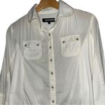 Anatomie Women’s Size S White Pearl Snap Front Ribbed Sides Shirt Photo 2