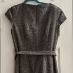 Talbots  Vintage Brown Black Tweed Wool Blend Dress Belted Light Academia Size 8 Photo 4