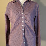 Van Heusen Stretch Berry and White Pin Check Pattern Long Sleeve Button Down S Photo 0