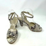 Hobbs London Snake Leather Vivienne Heeled Sandals Size 37 / US 6 Brown Photo 2