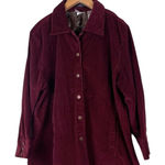 Bill Blass  Corduroy Jacket Women’s Size 24W Burgundy Stretch Button Up Chore Photo 0
