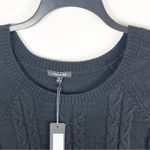 VISION 155 Black Cable Knit Long Sleeves Sweater, Size Medium Photo 7