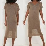 Tuckernuck NEW Bronze Metallic Knit Indie Dress Large Brown Photo 9