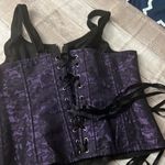Corset style top purple/black damage zipper M Size M Photo 6