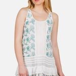Anthropologie  Lilka Embroidered white & green tank size med petite Photo 0