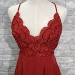 Lulus  Star Spangled Rust Red Backless Lace Romper Photo 7