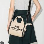 Marc Jacobs  Tote shoulder Bag Beige Black logo Canvas zipper Photo 14
