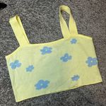 Le lis  Yellow Crop Top with Blue Floral Pattern Photo 0