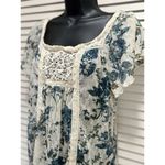 Denim‎ & Supply Floral Cream/Blue Short Flutter Sleeves Sweetheart Blouse Size M Blue Size M Photo 1