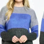 Urban Outfitters Outfitters Lumiere Blue/Gray Crew Neck Colorblock Sweater size M NWT Photo 0