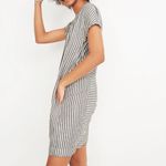Madewell Stripe-Play Button-Back Tee Grey and White Dress Photo 1
