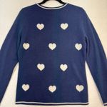 Lands' End  White Hearts Navy Cashmere Crewneck Super Soft Sweater Size Small 6-8 Photo 3