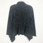 BNCI by Blanc Noir Tweed Drape Front Shawl Collar Cardigan Sweater Size Small Black Photo 7