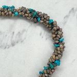 Faux Turquoise Chunky Beaded Tassel Pendant Toggle Necklace Photo 4