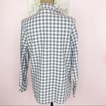 Chic Comfort Gingham Plaid Button Down Shirt Blue Ivory Small Long Sleeve Photo 5