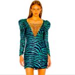 For Love & Lemons Metallic Formal Dress •Designer•  NWT Emerald Sequin Lace Up Photo 5