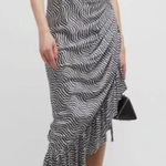 Cinq à Sept Cinq Sept Christel Silk Side Ruched Ruffled Midi Dress Size XS/0 Photo 0