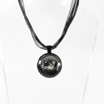 Handmade Rebel Ribbit – Punk Goth Frog Necklace | Black Metal Round Pendant Photo 2