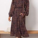 Evereve Dress Extra Small Eliza Paisley Midi Long Sleeve Business Work Office Photo 0