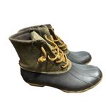 Sperry Top Sider Duck Boots Women Olive Green Waterproof Lace Up Ankle Boots Brown Size 8 Photo 0