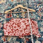 American Eagle Outfitters orange floral cropped blouse top with back tie Photo 8