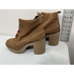 Womans Chunky Ankle Boots Brown 8 Laceup Block Heel Photo 3