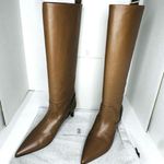 Brunello Cucinelli Ball Chain Knee-High Tan Leather Boots Women’s Size 40 IT Photo 0