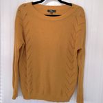 Lulus  Pointelle Me More Sweater Mustard Yellow Cotton Blend Oversized Size Small Photo 1