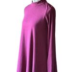 AQUA  womens burgandy mockbeck long sleeve ribbed aline swing skater dress S Photo 2