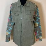 LuLaRoe Olive green floral sleeve utility jacket Photo 0