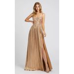 Mac Duggal NWT Ieena 26275 Gold Metallic Ruched A-Line Gown Sz 8 $398 Photo 3