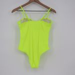 One Piece Womens Medium Lime Green Ribbed Padded Push Up Underwired Swimwear Photo 3