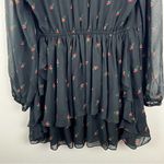 Wildfox Moira Black Rosebud Print Deep V-Neck Double Layer Flounce Hem Dress Photo 8