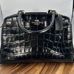 Coach  Lillie Carryall Black Crocodile Embossed Leather Satchel Handbag Photo 0