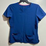 Heart soul  Royal Blue Short Sleeve Scrub Top with Pink Accents (493) Photo 0