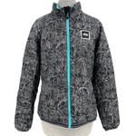 Aqua Black Reversible Light Jacket White Floral Blue Picture Organic Loys Size M Size M Photo 0