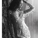 Mac Duggal Long Sleeve Beaded Fringe Plunge Neck Dress size 10 Photo 5