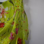 NY&Co. L Neon Floral Faux Wrap Maxi Skirt in Lime Red Size L Photo 3