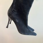 St. John Black Suede Fringe Trim Knee High Heeled Boots Size 7.5B Photo 1