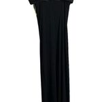 Alex Evenings Black Satin Straight Neck Column Maxi Formal Gown Size 6 Photo 3