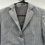 Theory Gray & White Virgin Wool Pinstripe Long Sleeve Three Button Blazer Sz 0 Photo 1