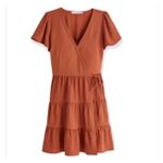 Abercrombie & Fitch Abercrombie Fitch Tiered Wrap Dress Short Flutter Sleeve Orange NWT Size L Photo 1