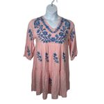J. Marie Madeline Pink Embroidered Boho Swing Mini Dress – Size Small Photo 2