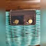 J.Crew  Turquoise Wicker Clutch with Gold Buckle & Black Leather Strap Photo 4