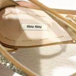 Miu Miu  Women’s Size 7.5 Nude Sequin Ankle Strap Wedge Sandals Photo 4