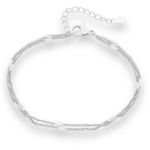 Adjustable Simple Double Layer Bracelet for Women Silver Photo 2