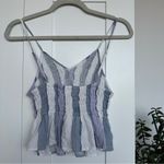 Ocean Drive White and Blue Smocked Cropped Tank Top Photo 5